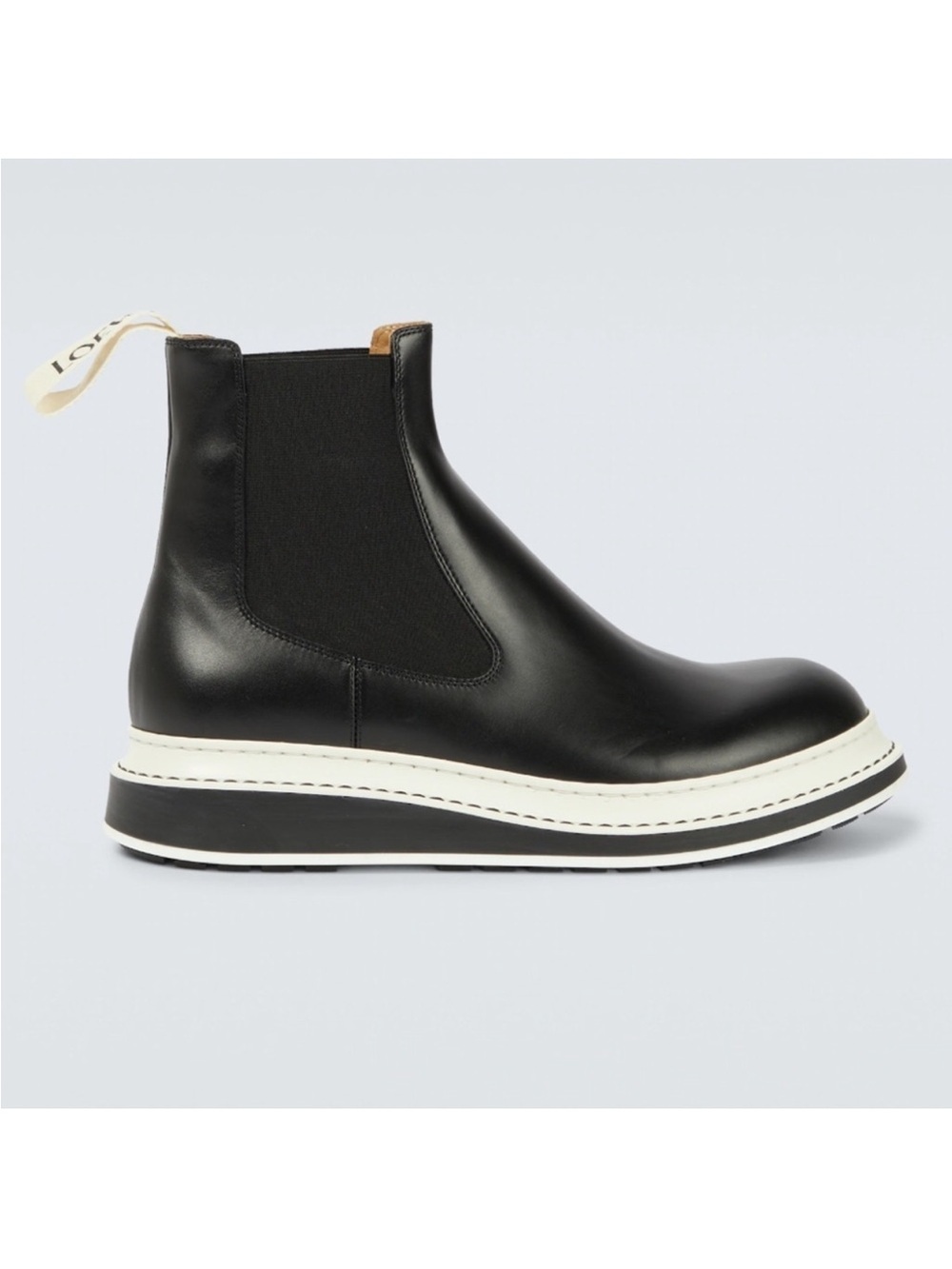 LOEWE Chunky Leather Womens Chelsea Boots Black - Black - 37